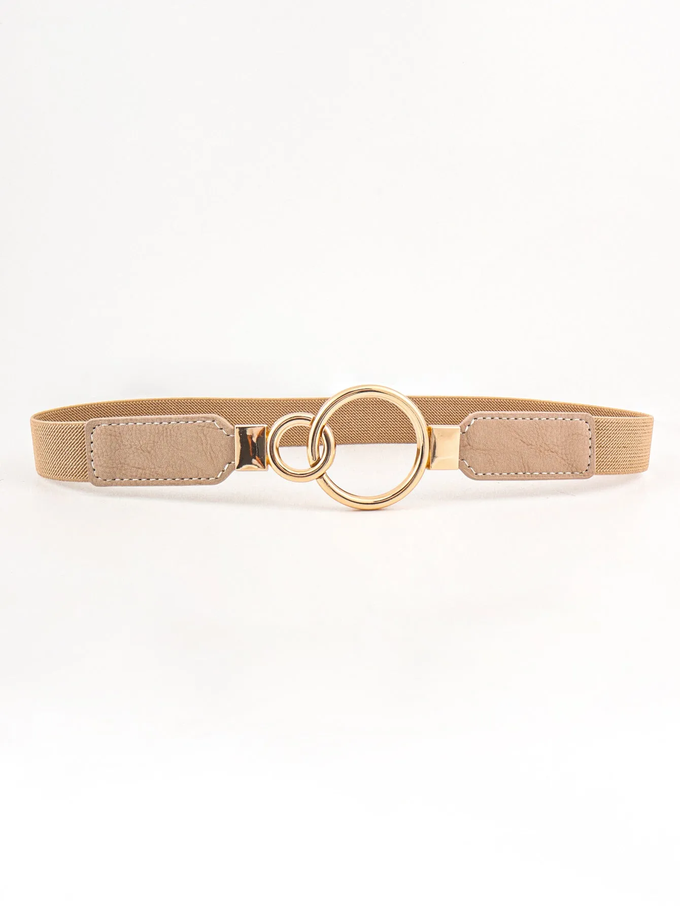 Double Ring Buckle Elastic PU Belt