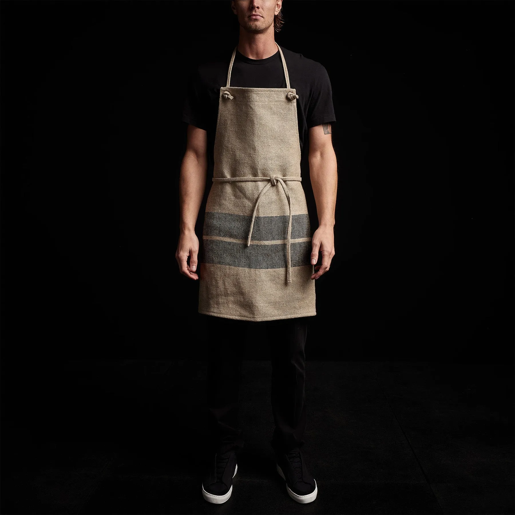 Double Stripe Chef's Apron - Beige/Black