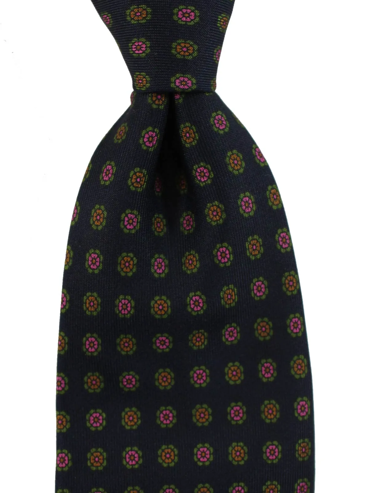 E. Marinella Silk Tie Dark Blue Pink Green Geometric