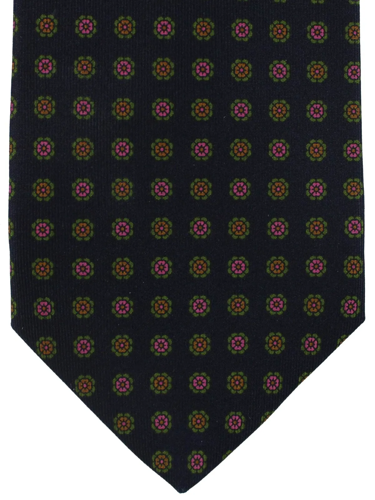 E. Marinella Silk Tie Dark Blue Pink Green Geometric