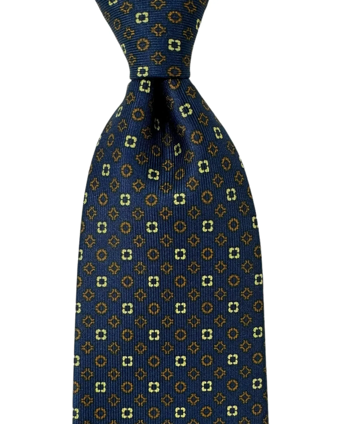 E. Marinella Tie Midnight Blue Brown Micro Pattern Design