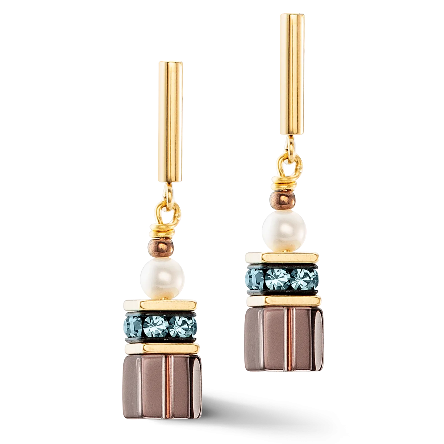 Earrings GeoCUBE® Fusion Precious Pearl Mix gold-autumn