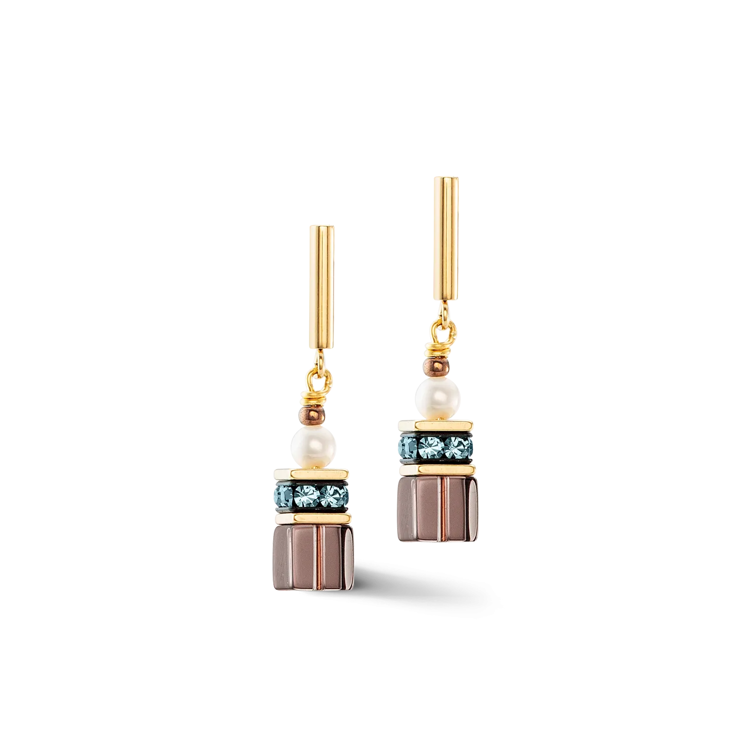 Earrings GeoCUBE® Fusion Precious Pearl Mix gold-autumn