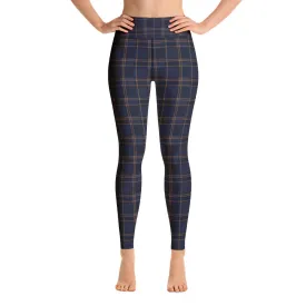 ELEVATED ESSENTIALS, BOOTY BOOSTING HIGH WAISTBAND LEGGING VINTAGE PLAID NAVY AND BLACK