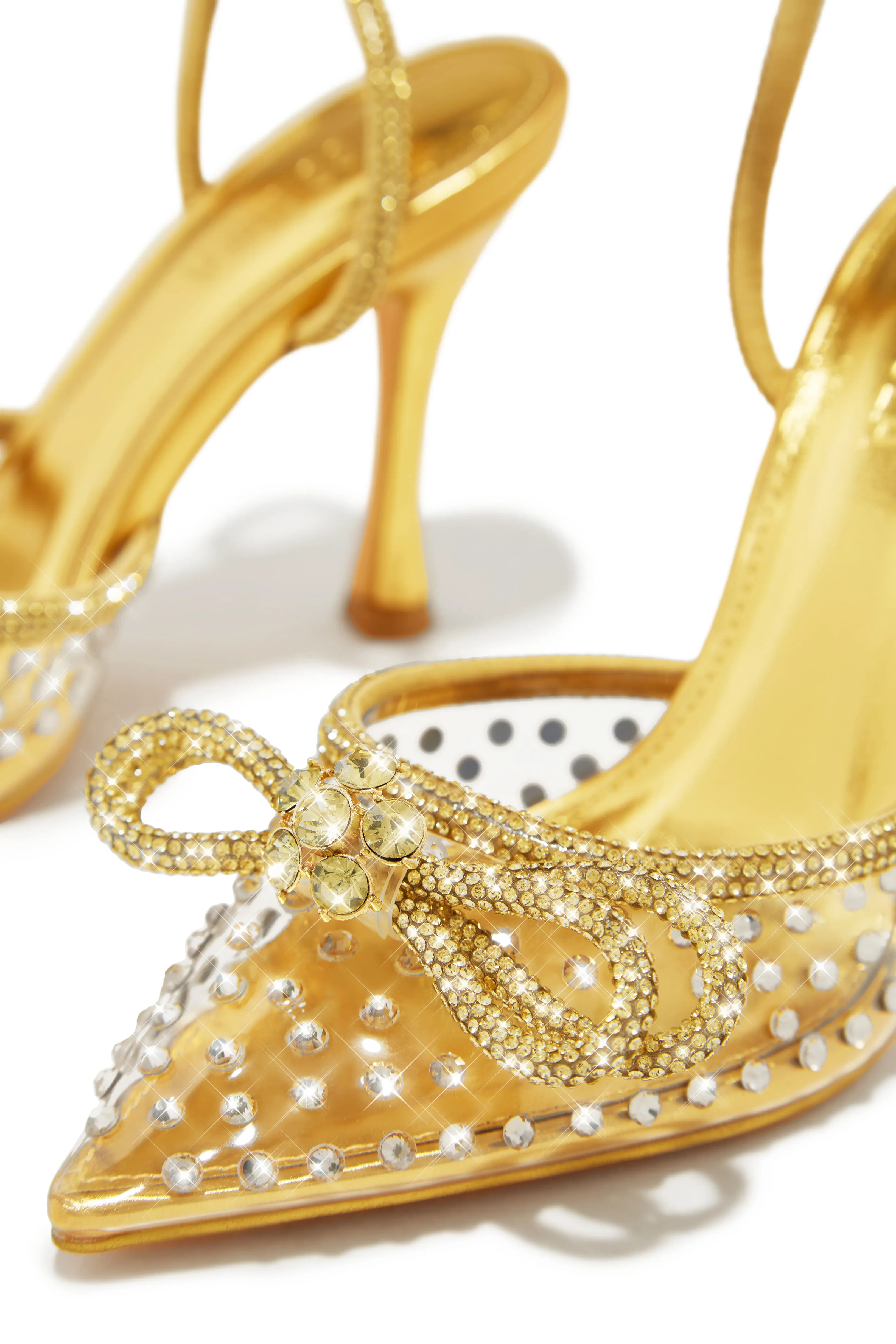 Elina Embellished Ankle Strap Pumps - Gold