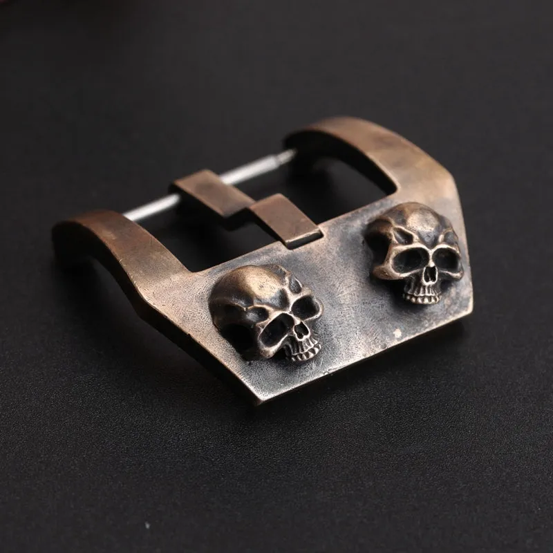 Embossed Skull Design Aged Bronze Watch Clasp