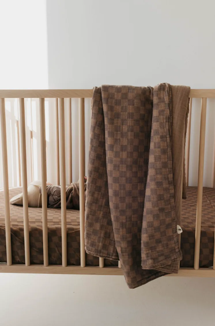 Faded Brown Checker  | Muslin Swaddle (Ships in 7-10 Business Days)