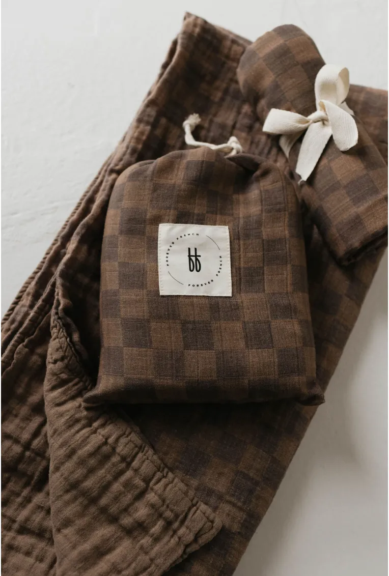 Faded Brown Checker  | Muslin Swaddle (Ships in 7-10 Business Days)