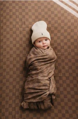 Faded Brown Checker  | Muslin Swaddle (Ships in 7-10 Business Days)