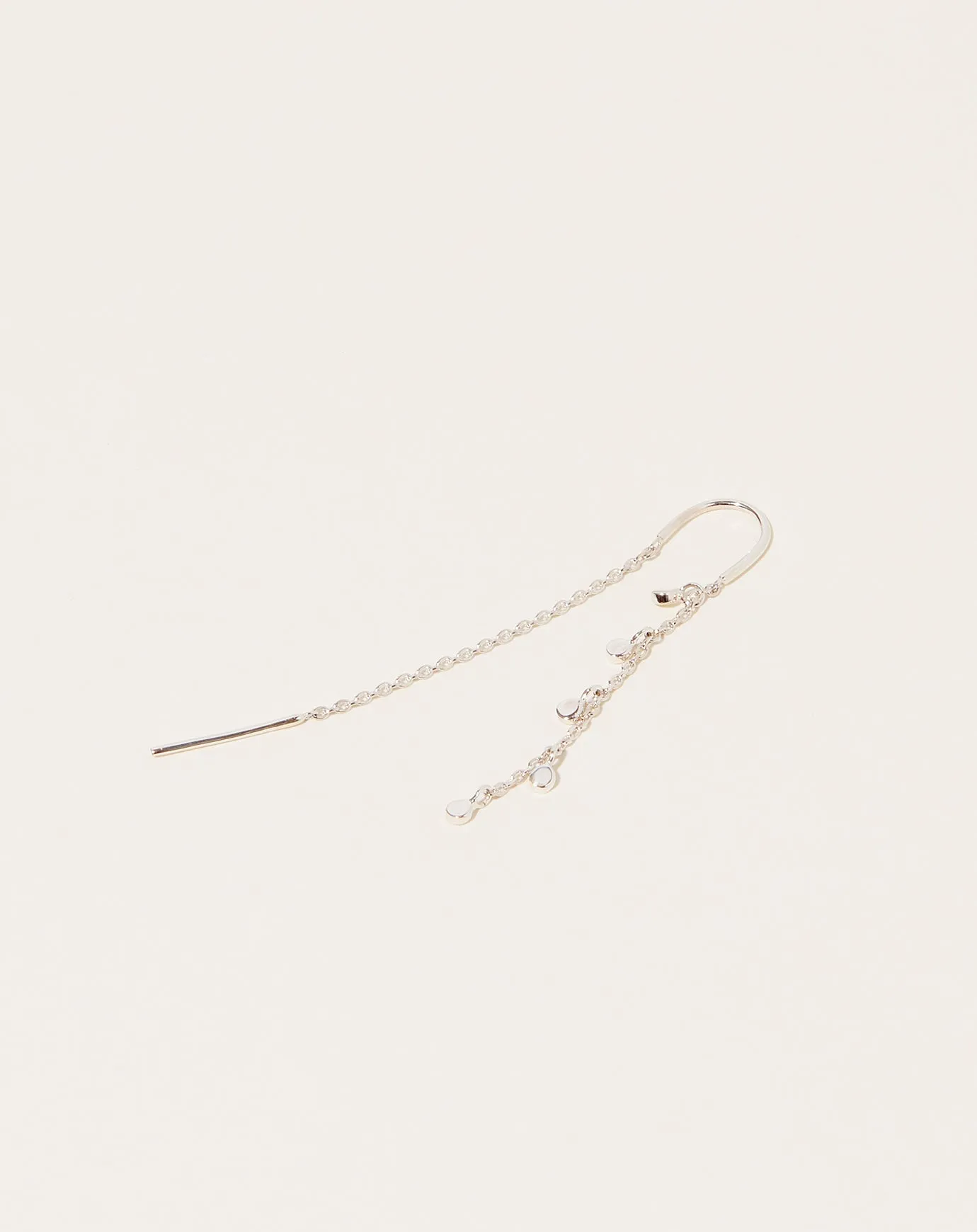 Fairy Bead Thread Through Earring in Silver