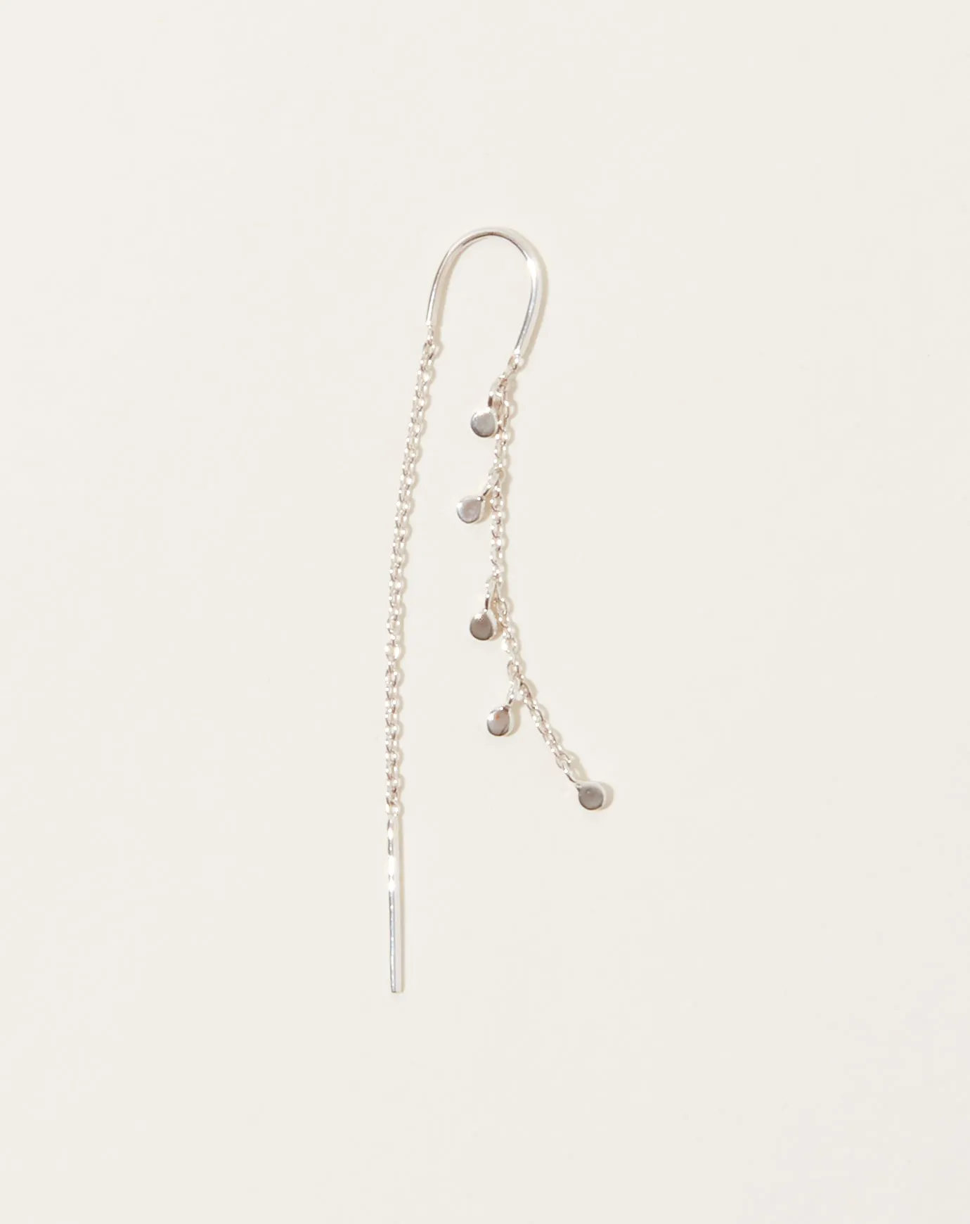 Fairy Bead Thread Through Earring in Silver