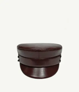 Faux-Leather Belted Baker Boy Cap