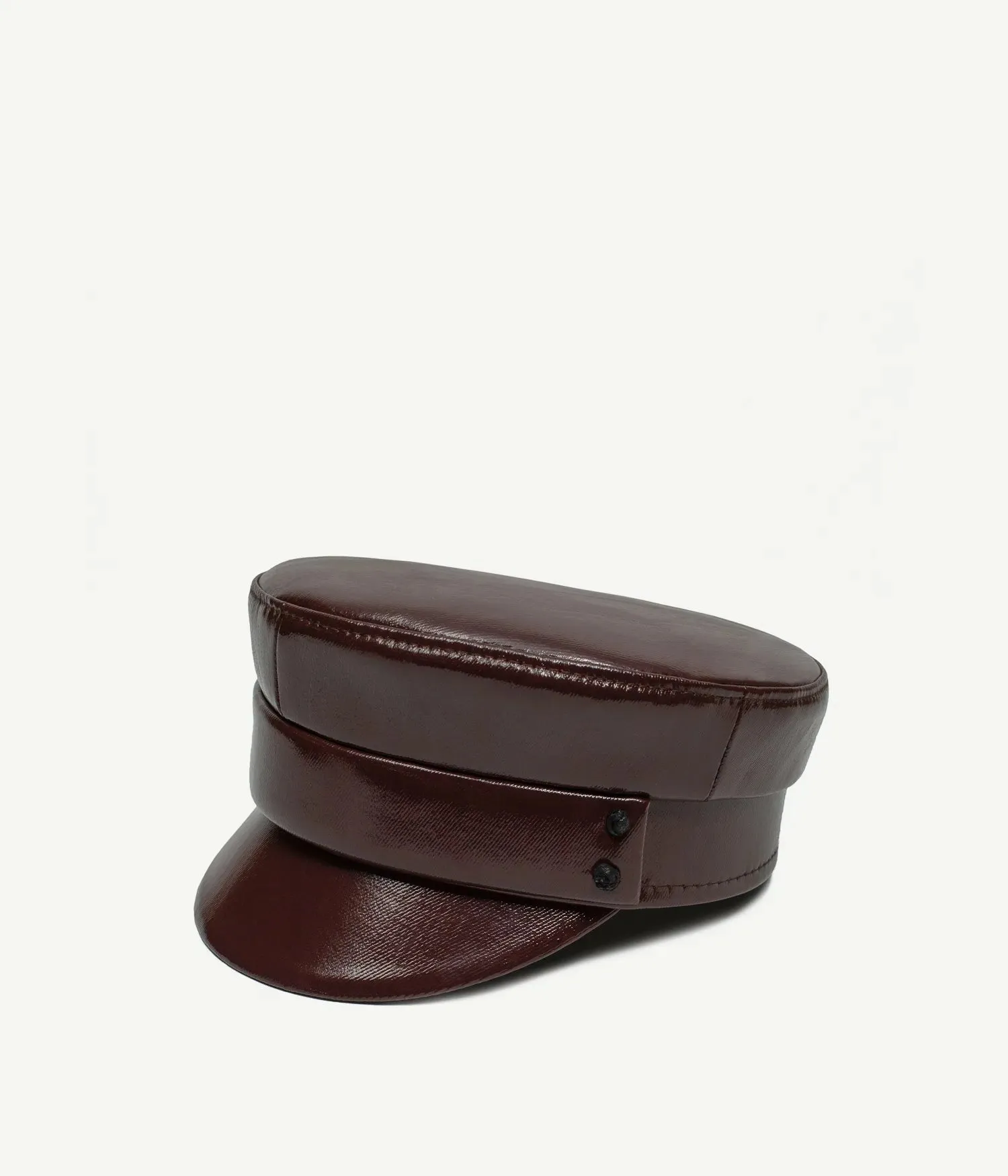 Faux-Leather Belted Baker Boy Cap