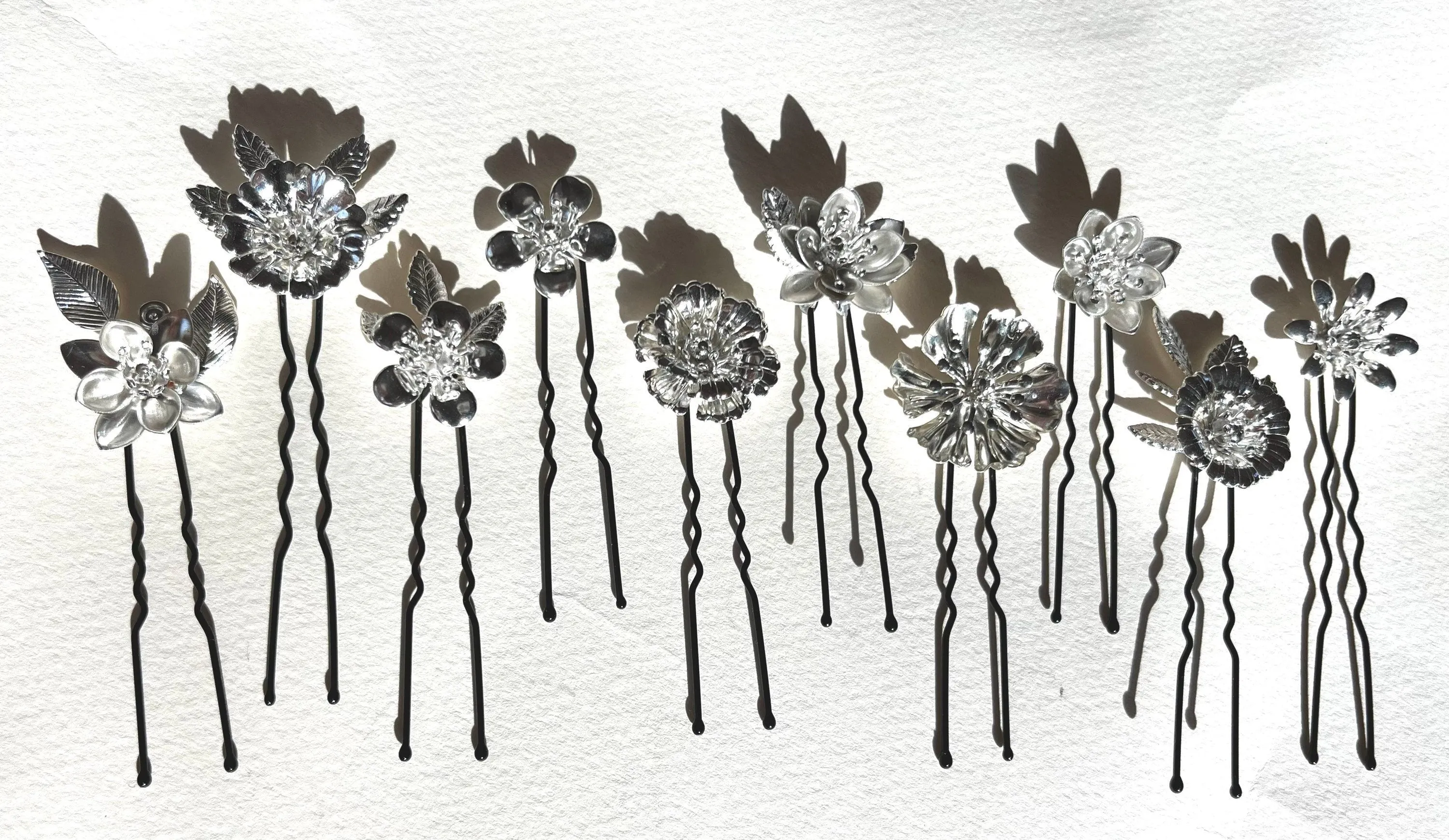 Flower Leaf Hairpins - Set of 10