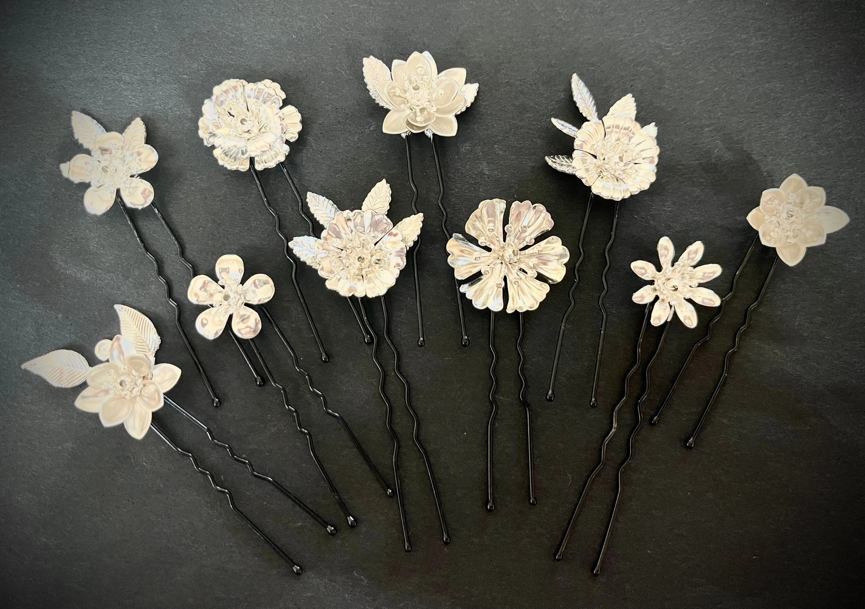 Flower Leaf Hairpins - Set of 10