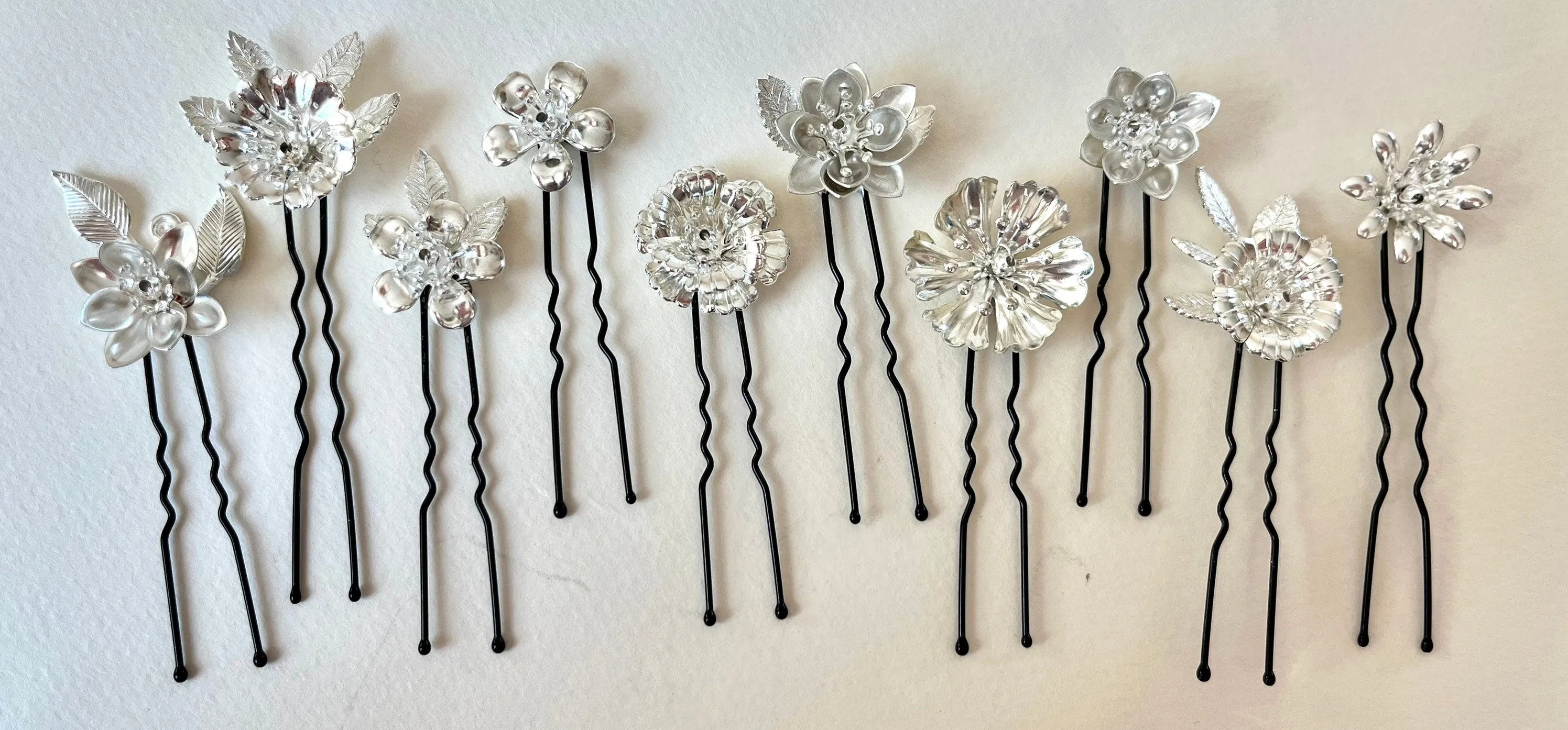 Flower Leaf Hairpins - Set of 10