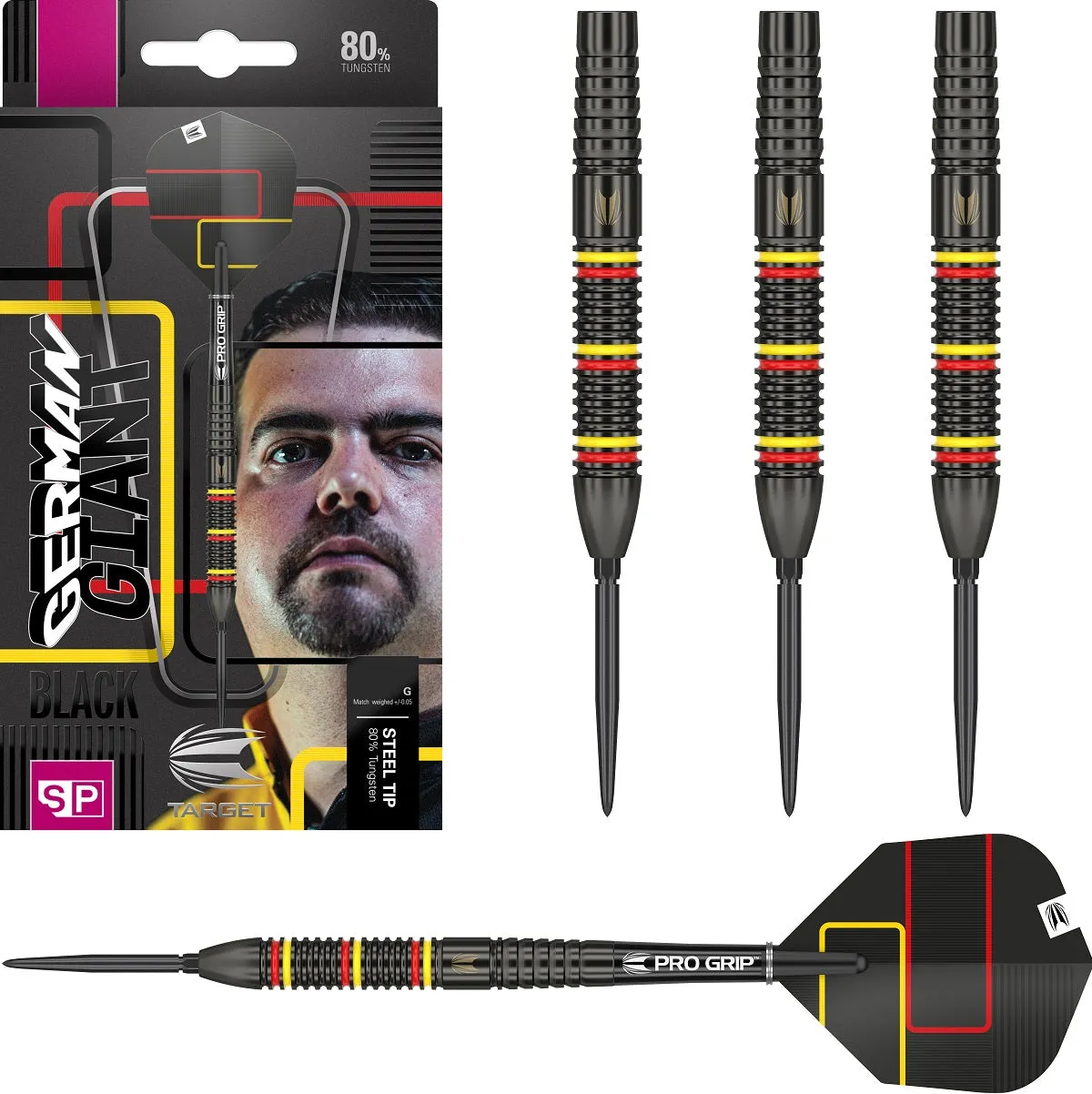 Gabriel Clemens Black 80% Tungsten Swiss Point Steel Tip Darts by Target