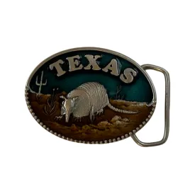 Green Enamel Texas Armadillo Belt Buckle