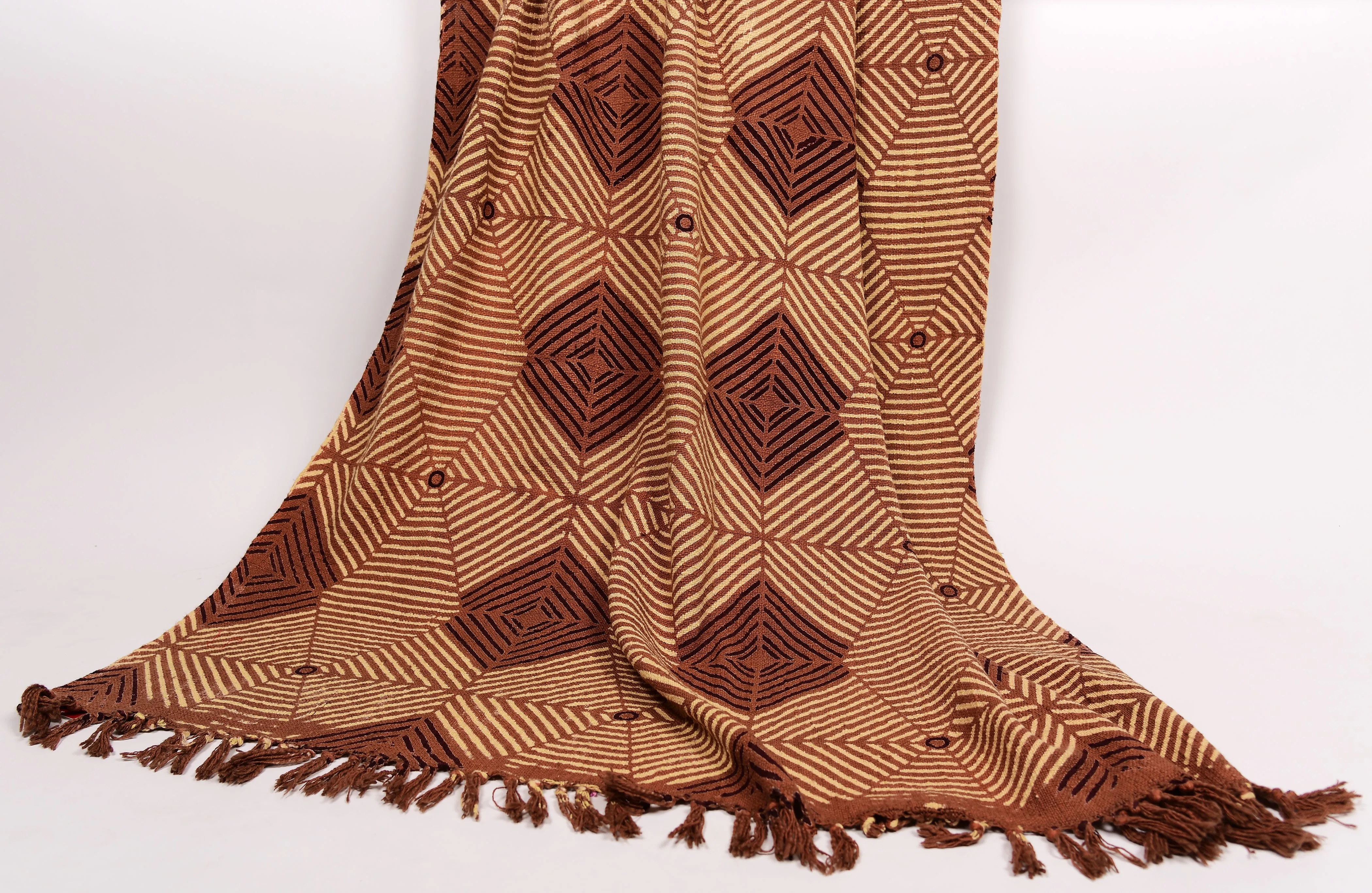 Hand Printed Throw in earthy brown 101 - 100% Cotton