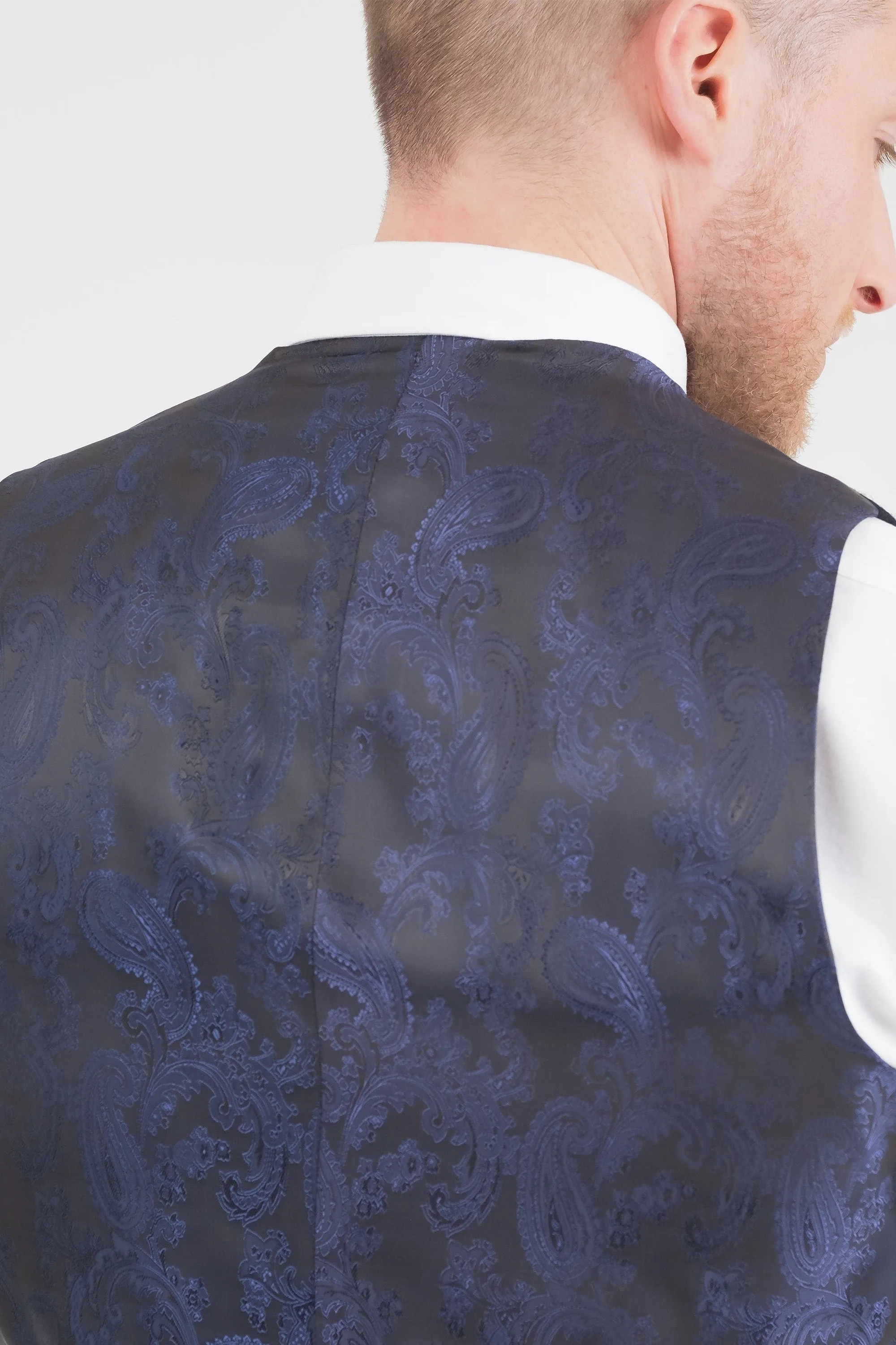 Harris Tweed Iain Waistcoat - Dark Navy Twill Solid