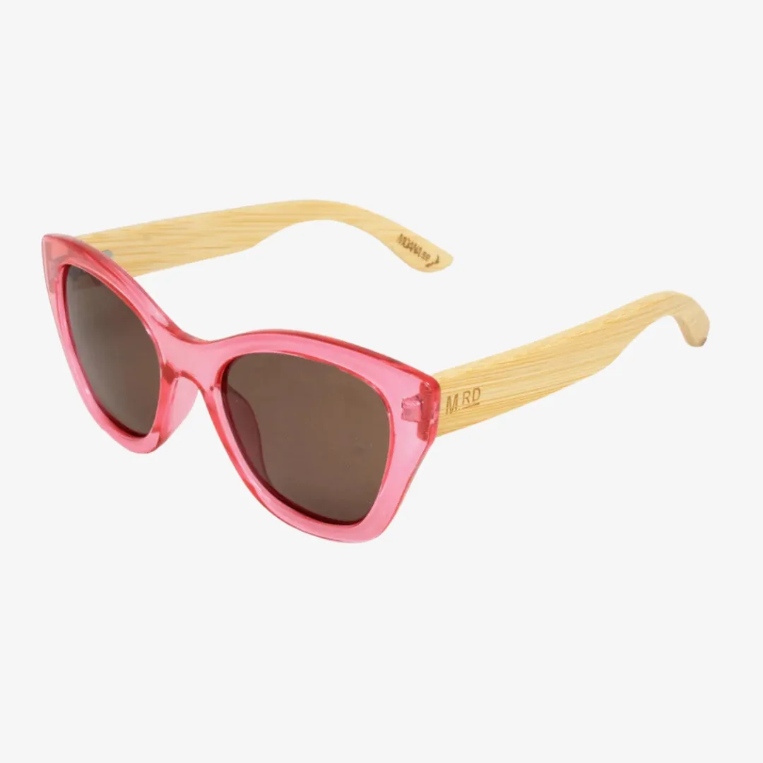 Hepburn Sunglasses Pink Frame Wood Arms