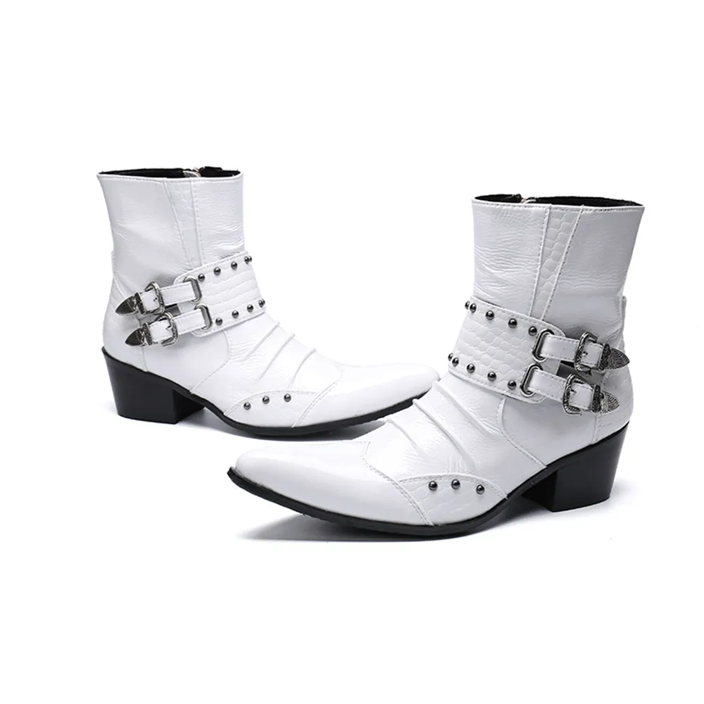 High Top Pointed Zip Men Boots