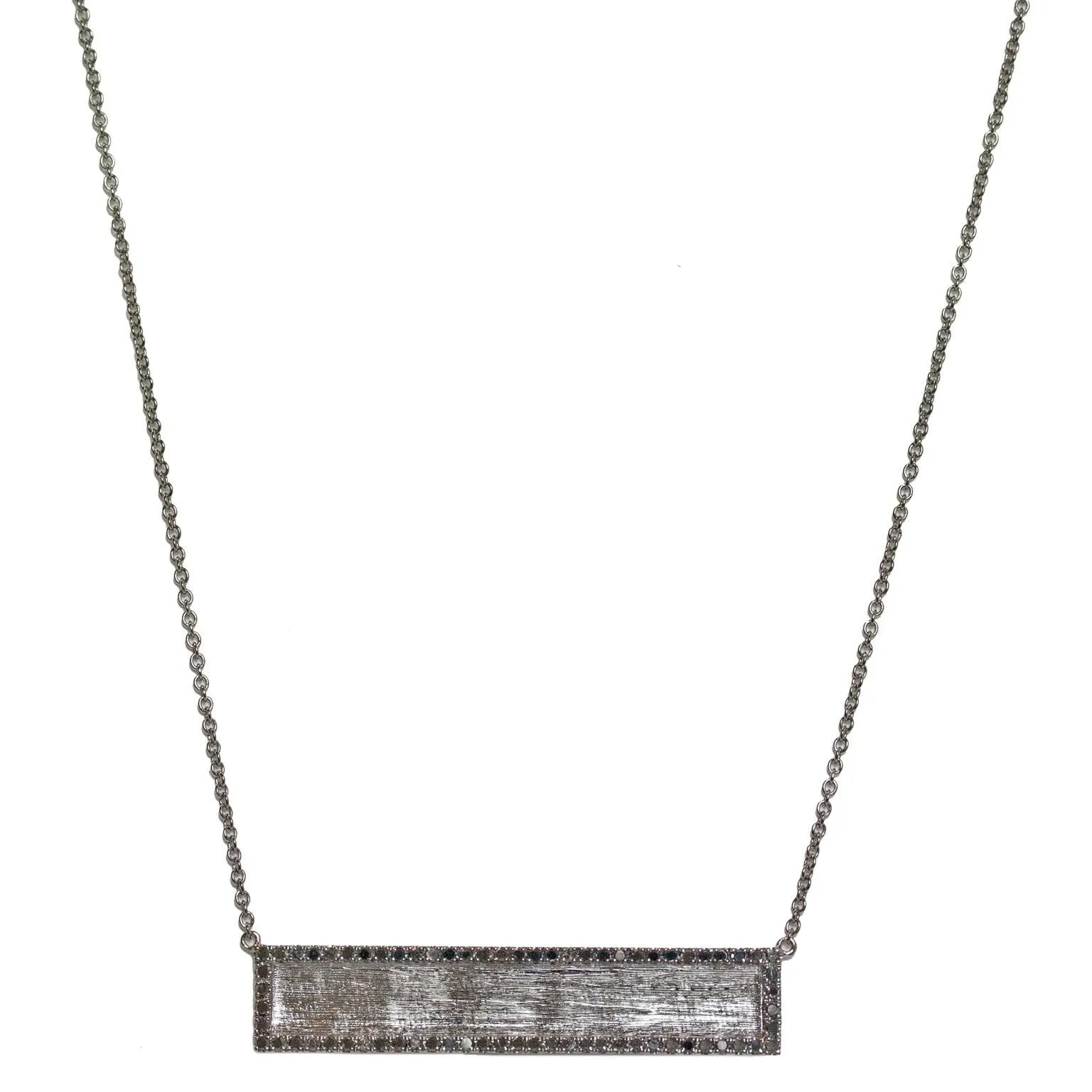 Hollie Horizontal Necklace Silver Black Diamond