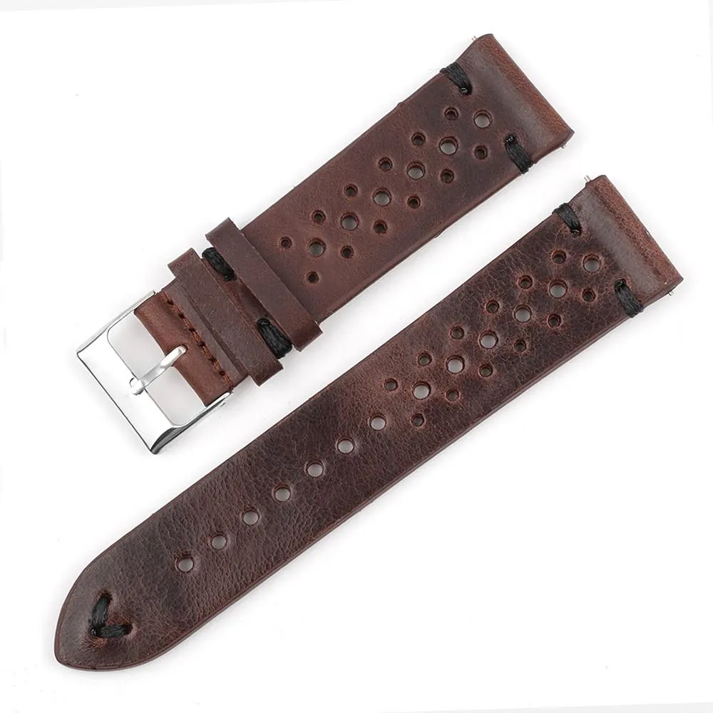 Hubert Handmade Italian Leather Rally Watch Strap With Tang Buckle