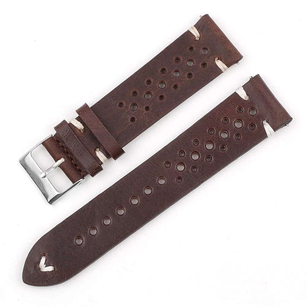 Hubert Handmade Italian Leather Rally Watch Strap With Tang Buckle