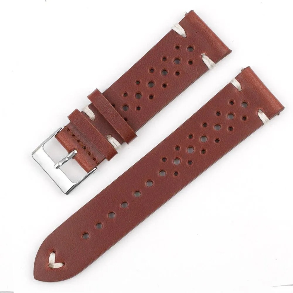 Hubert Handmade Italian Leather Rally Watch Strap With Tang Buckle