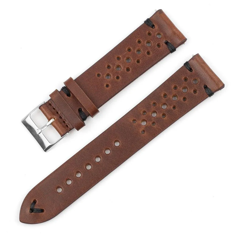 Hubert Handmade Italian Leather Rally Watch Strap With Tang Buckle