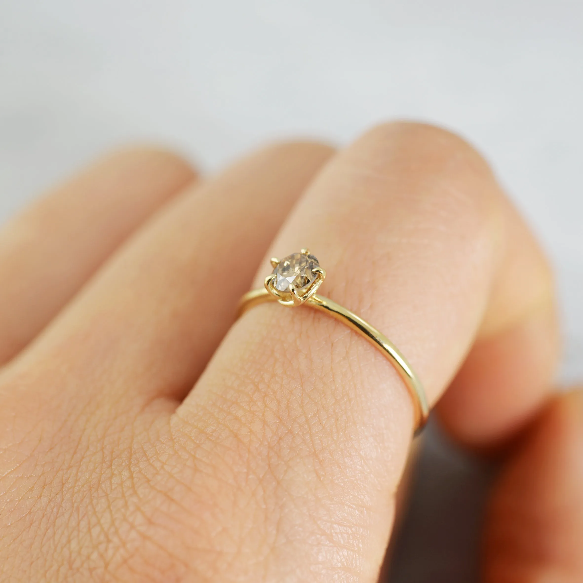 Illusion solitaire Ring (Cognac Diamond) - 14K/ 18K Gold