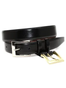 Italian Calfskin Double Buckle Belt - Black