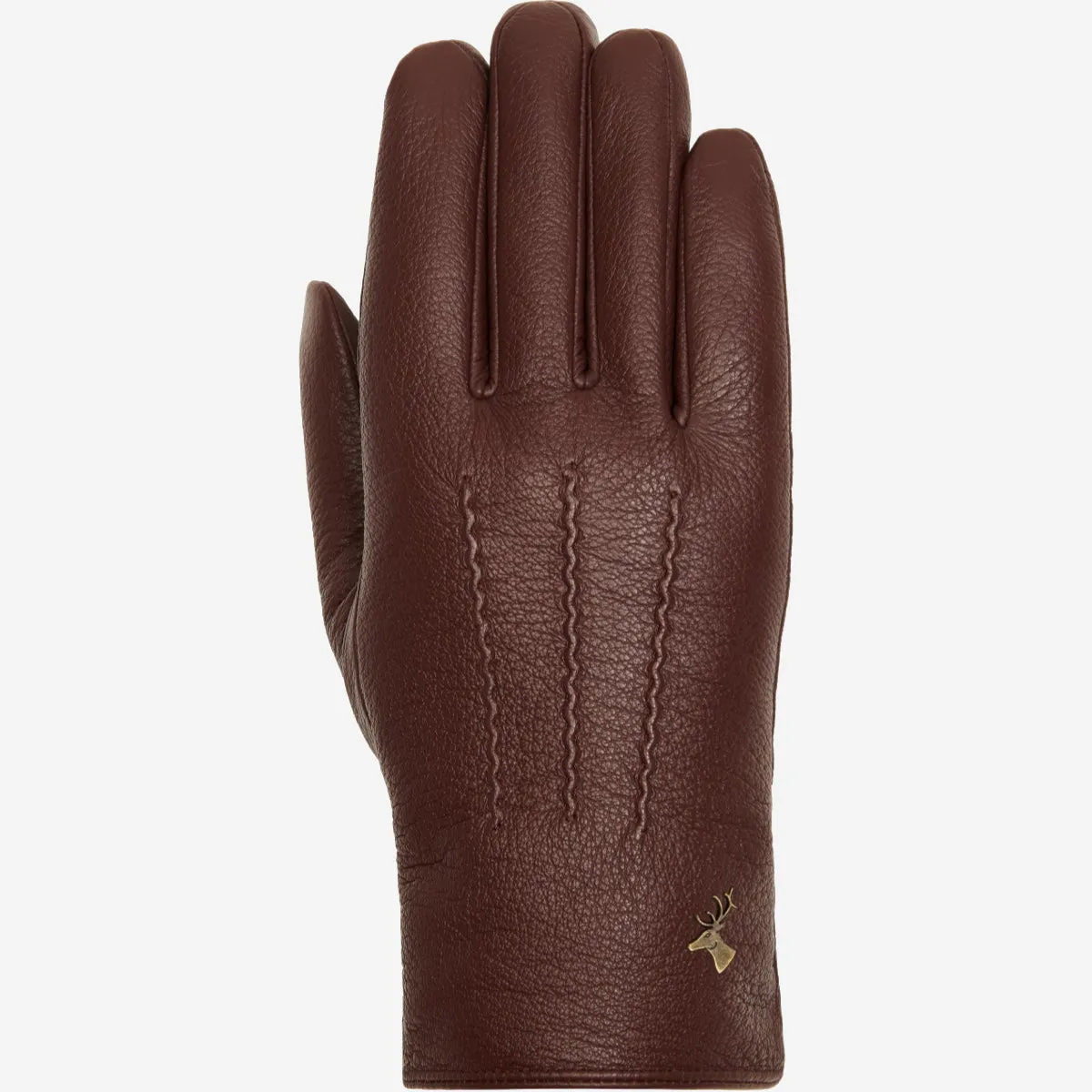 Jaxon (brown) - goatskin leather gloves with luxurious faux fur lining & touchscreen feature