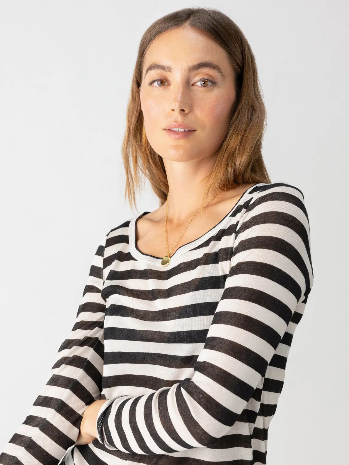 Keep It Simple Tee Toasted Almond Black Stripe