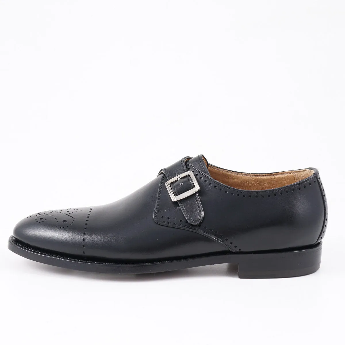 Kiton Black Calf Leather Monk Strap