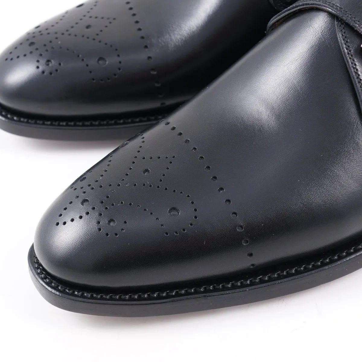 Kiton Black Calf Leather Monk Strap