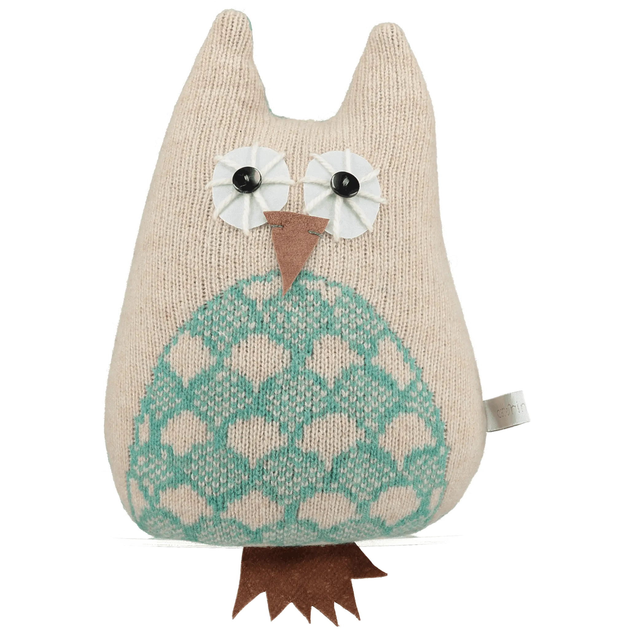 Large Knitted Feather Jade Owl With Lavender