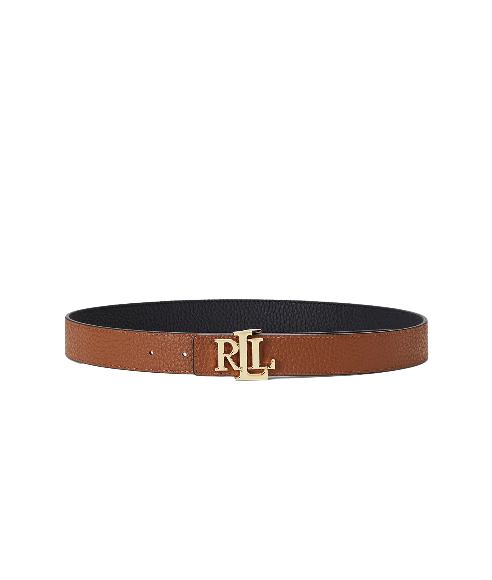 Logo Reversible Pebbled Leather Belt - Black