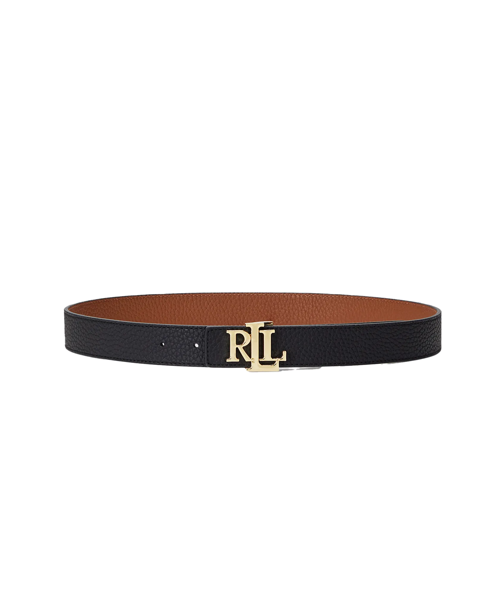 Logo Reversible Pebbled Leather Belt - Black