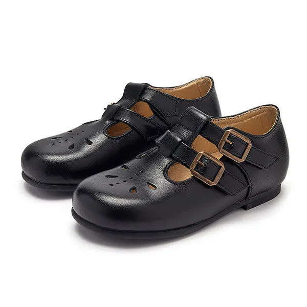 Lucy T-Bar Kids Shoe Black Leather