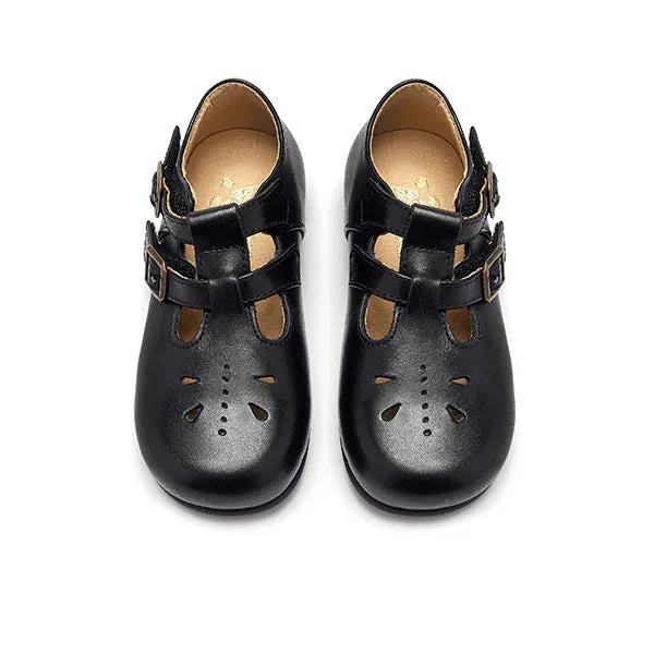 Lucy T-Bar Kids Shoe Black Leather