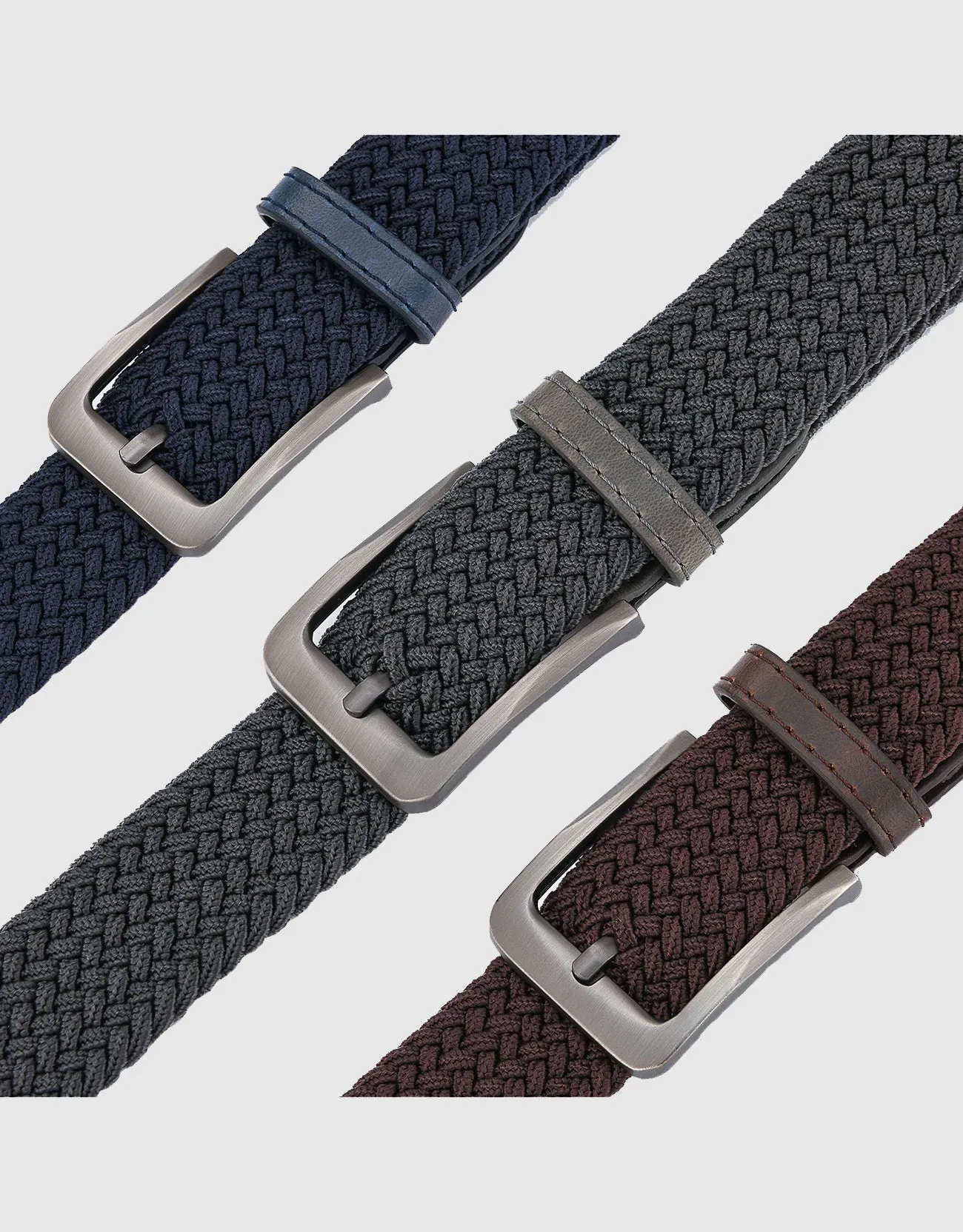 Men's Elastic Braided Stretch Belt-3 Pack