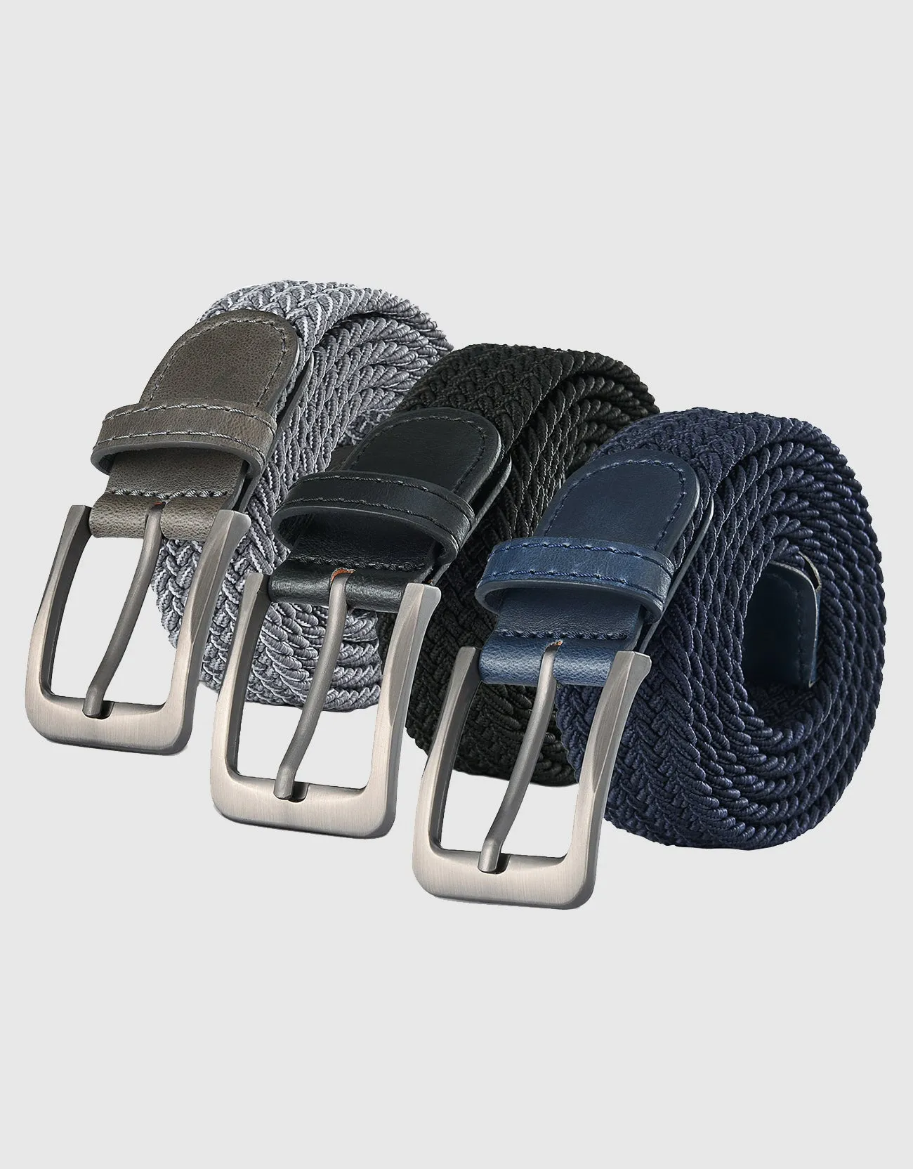 Men's Elastic Braided Stretch Belt-3 Pack