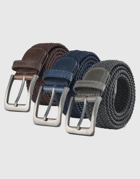 Men's Elastic Braided Stretch Belt-3 Pack