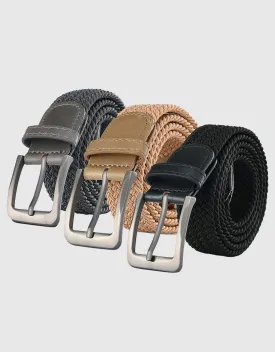 Men's Elastic Braided Stretch Belt-3 Pack