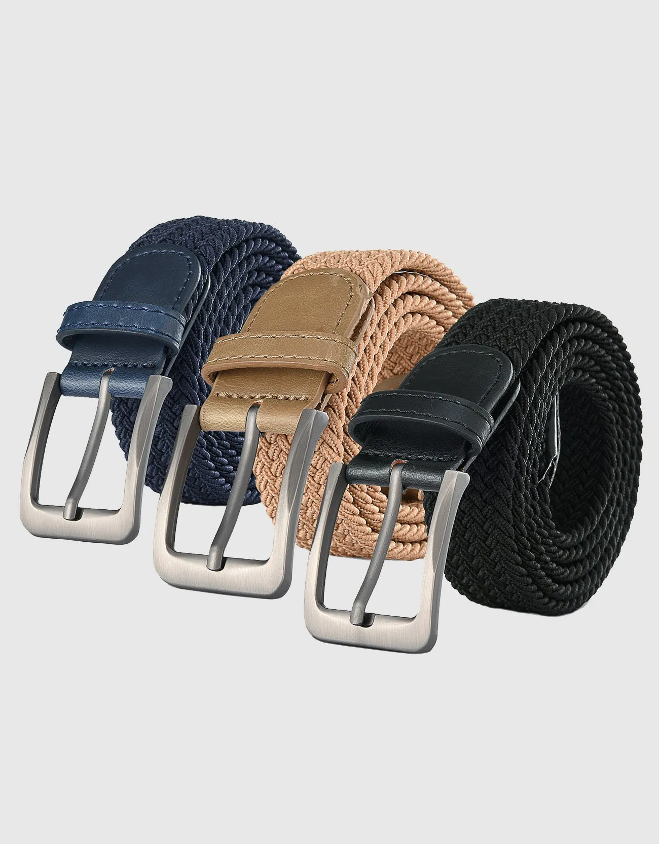 Men's Elastic Braided Stretch Belt-3 Pack