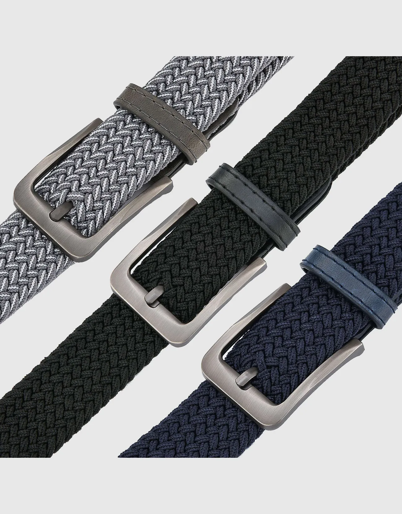 Men's Elastic Braided Stretch Belt-3 Pack