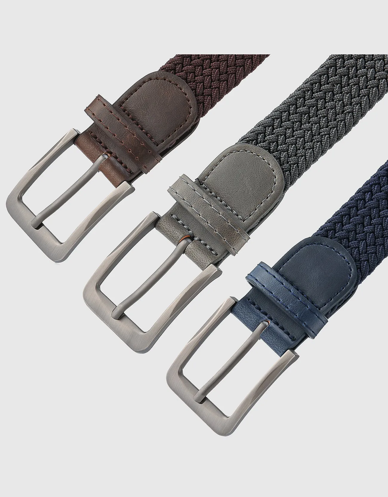 Men's Elastic Braided Stretch Belt-3 Pack