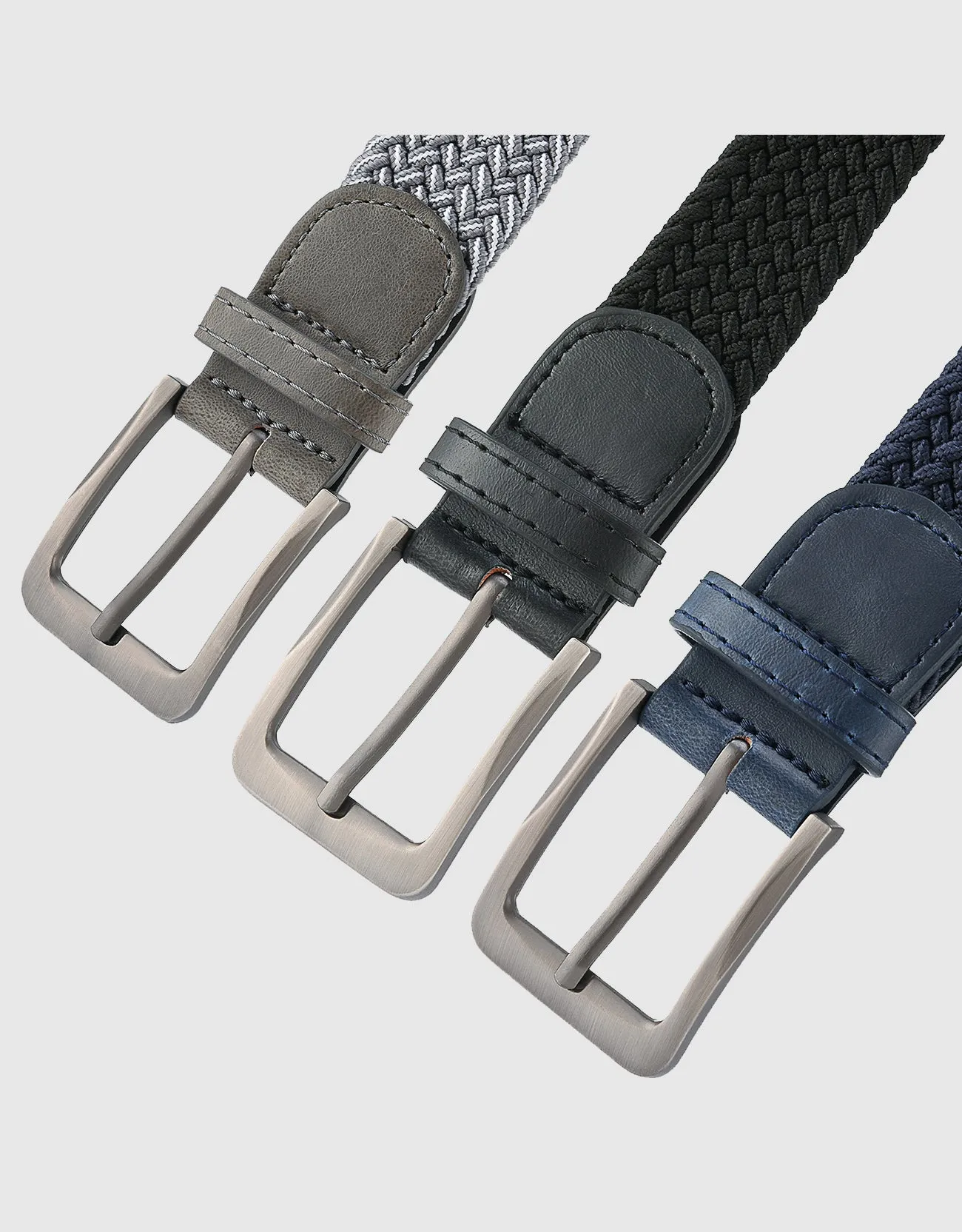 Men's Elastic Braided Stretch Belt-3 Pack